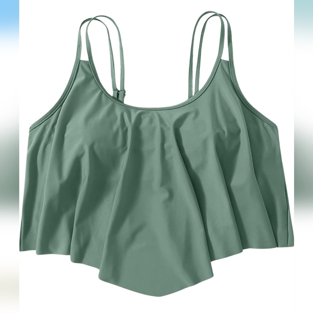 SouqFone Swim Top for Women One Piece Ruffled Flounce Top *See PICTURES 4 COLOR